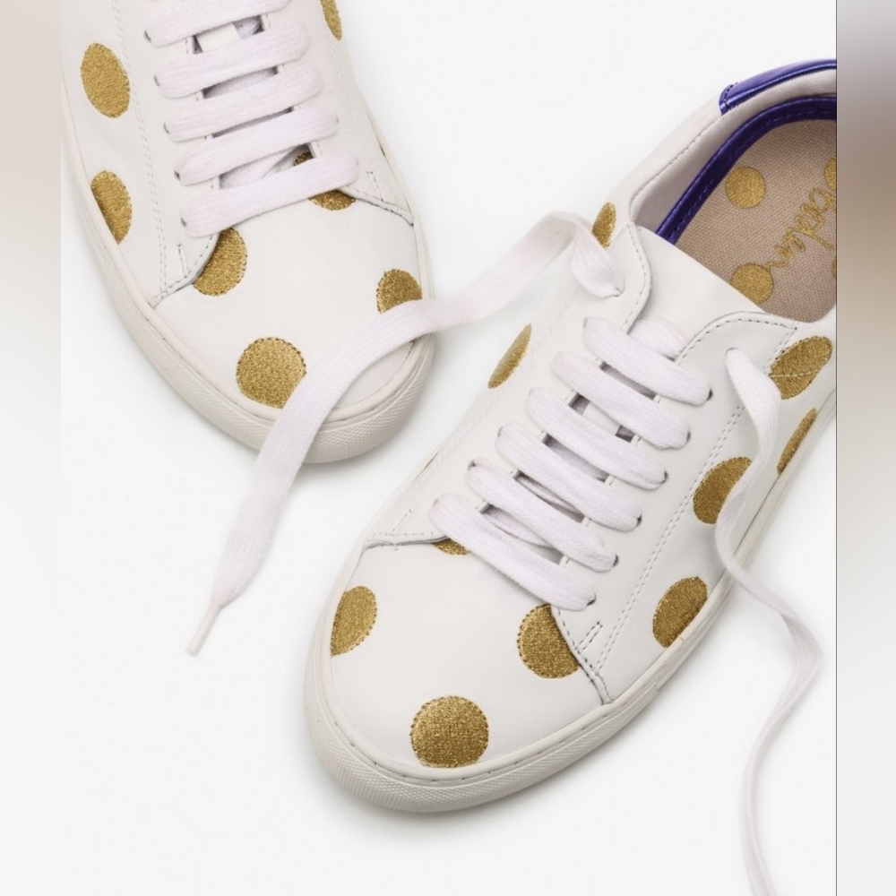 Boden Hollie‎ Trainers Polka Dot Embroidered Sneakers Women’s 38 or 7.5 Leather